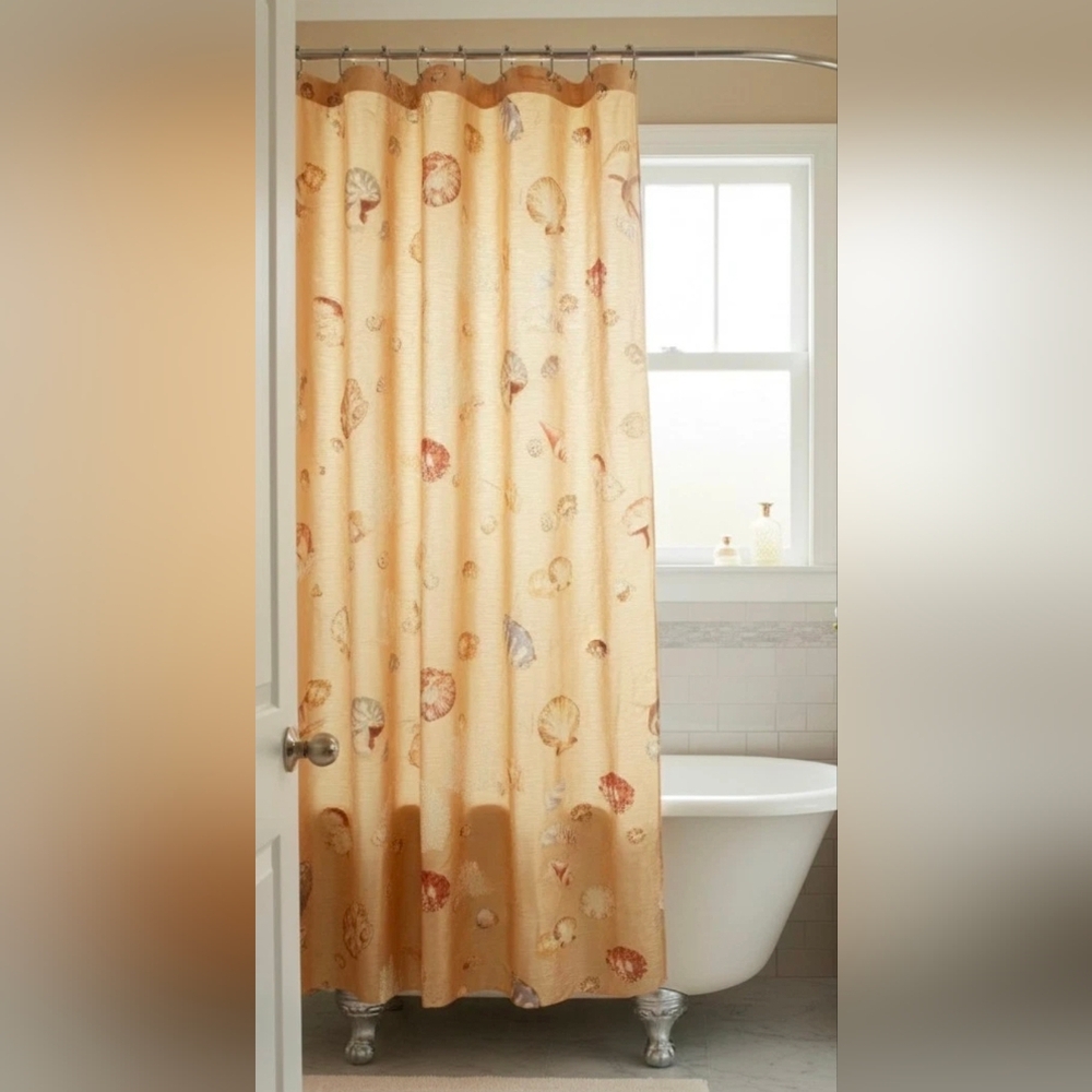 Bacova Golden Sands Shower Curtain, with Seashells and Coral 70-Inch